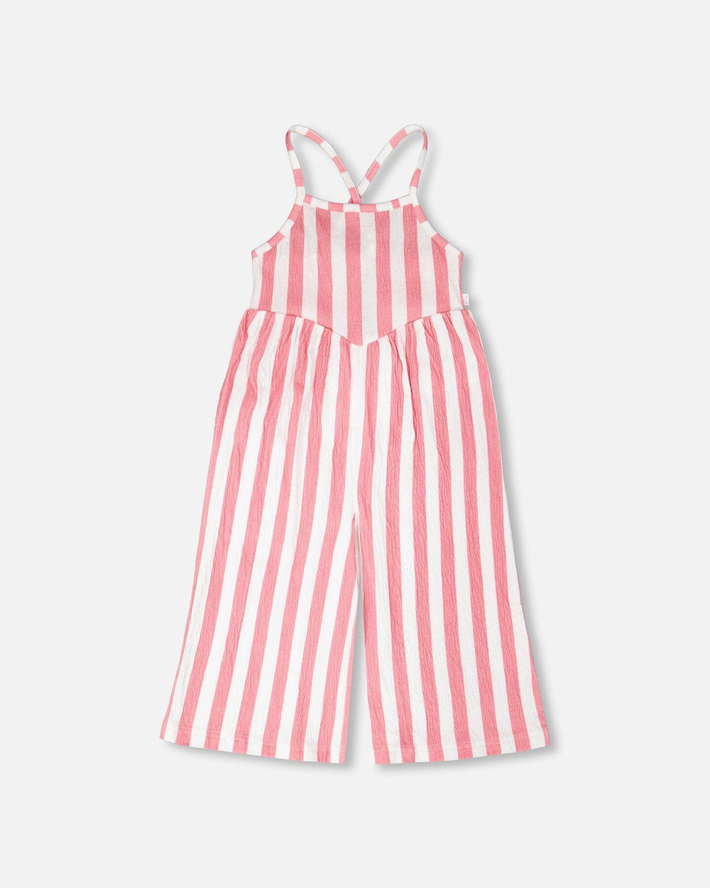 Combinaison en jersey froissé rayé blanc et rose