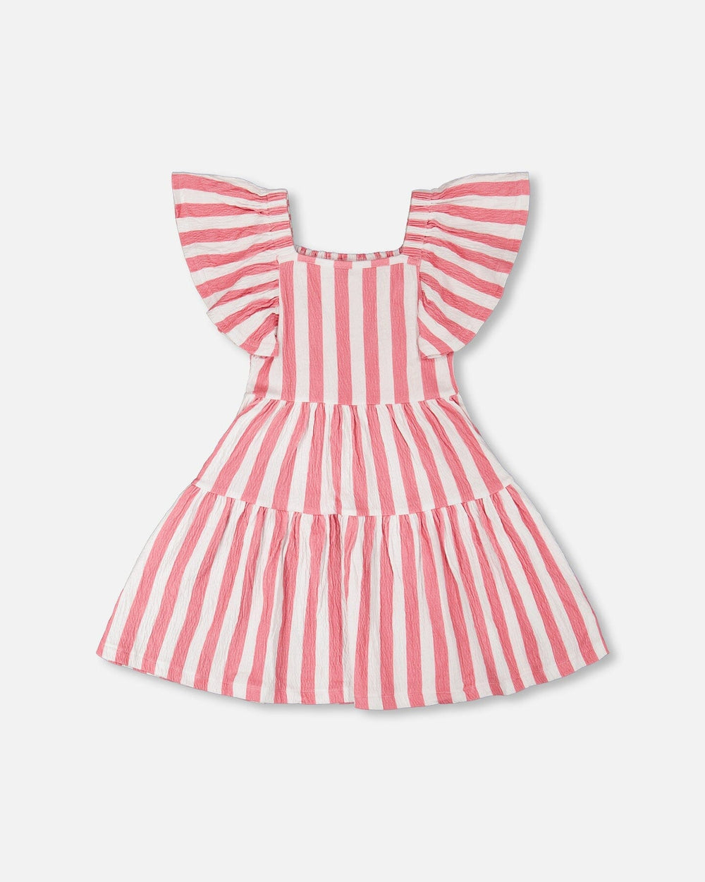 Robe en jersey froissé rayée blanc et rose