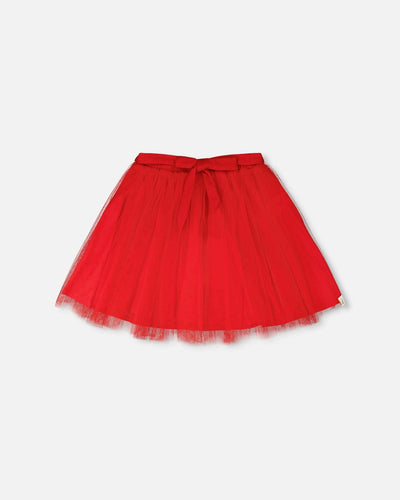 Jupe en maille et à œillets Rouge