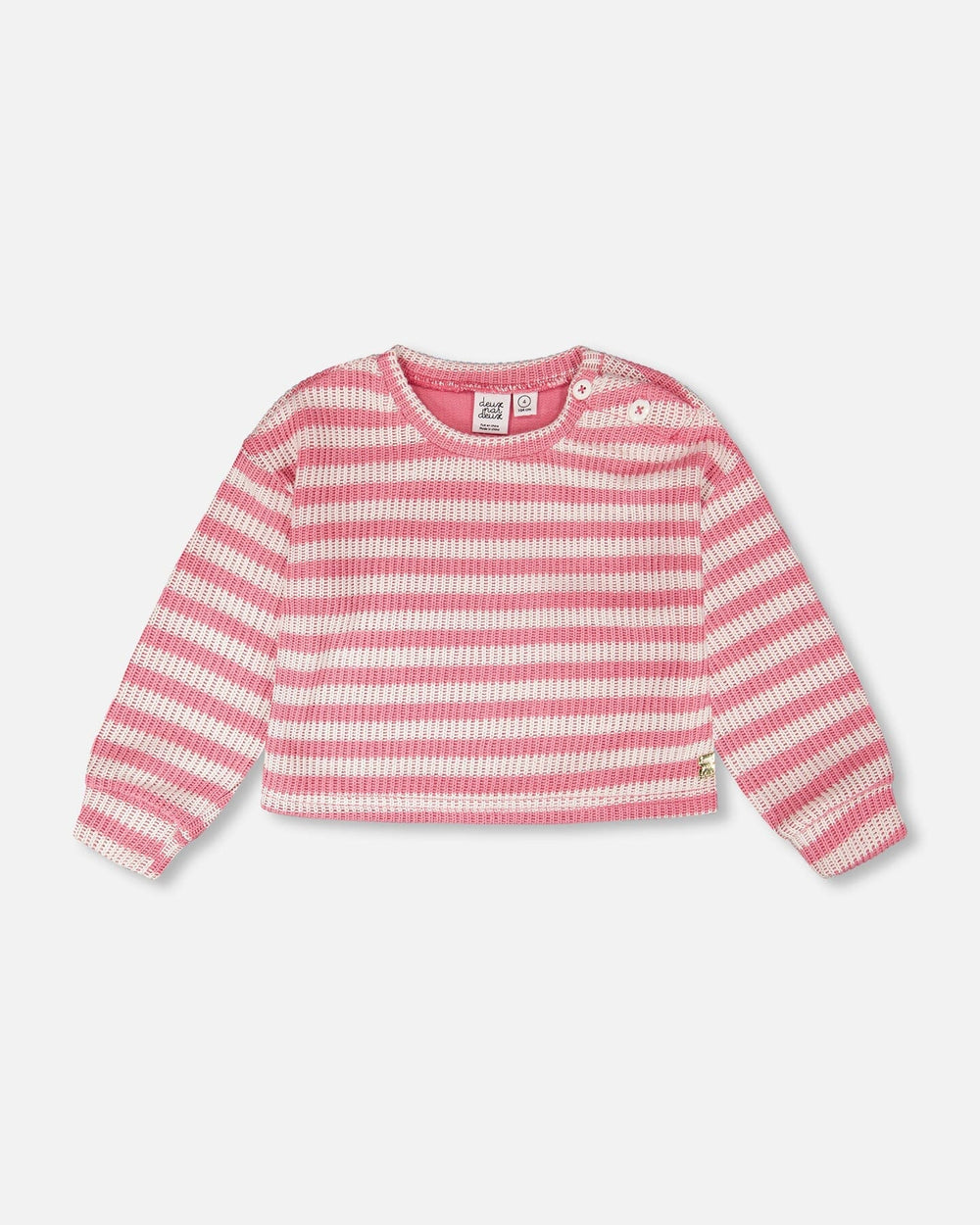 Pull rayé rose et blanc