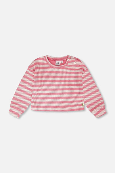 Pull rayé rose et blanc
