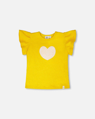 Haut en jersey froissé jaune