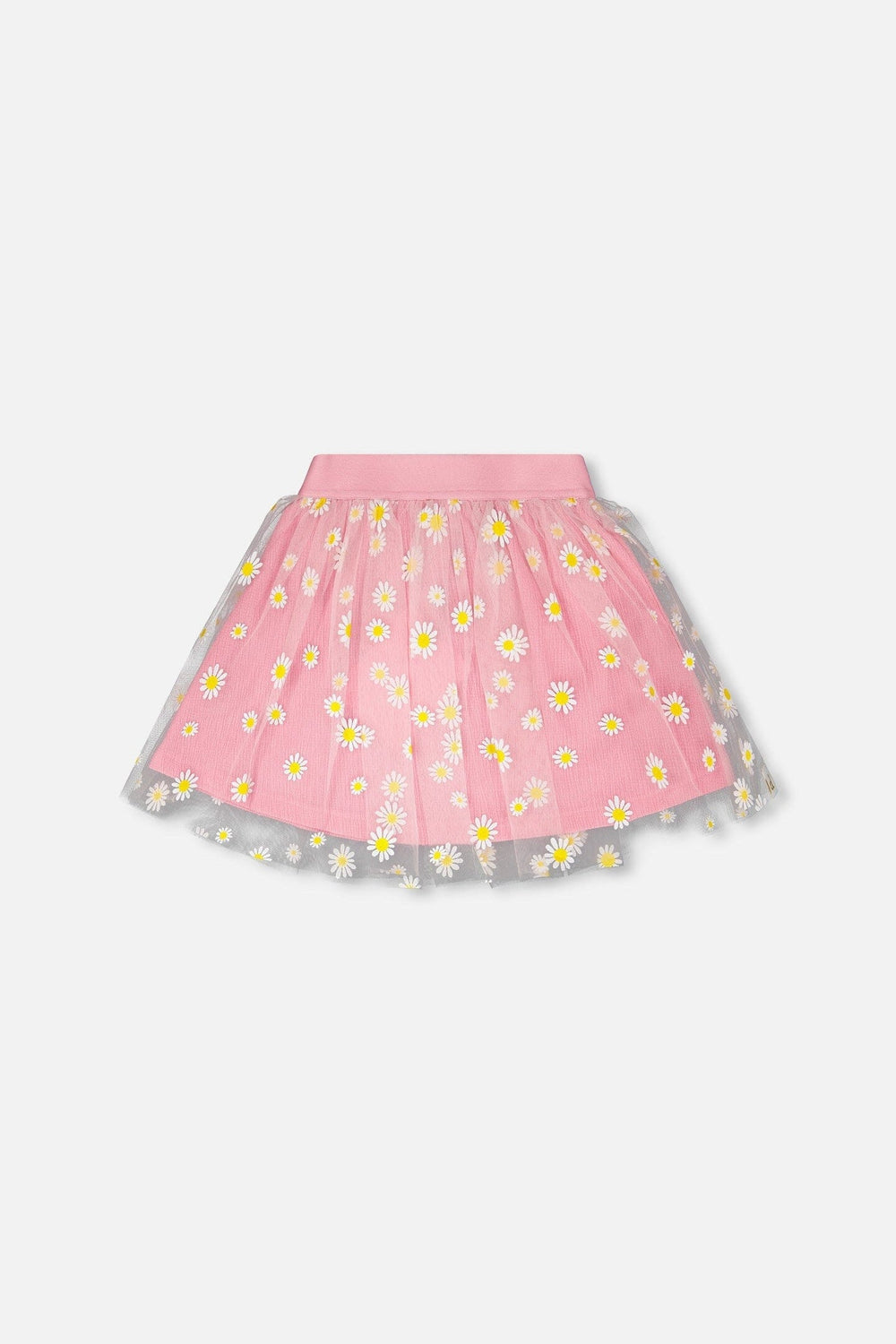 Mesh And Crinkle Jersey Skirt Pink