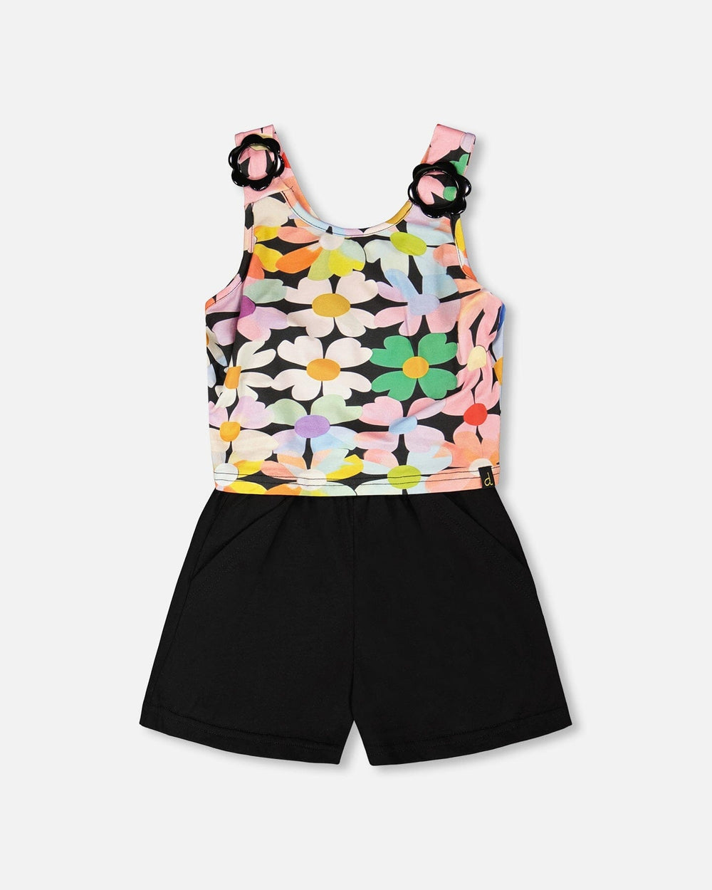Combinaison sans manches en jersey, imprimé floral noir