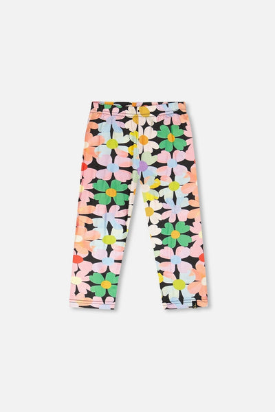 Viscose Leggings Black Printed Flowers