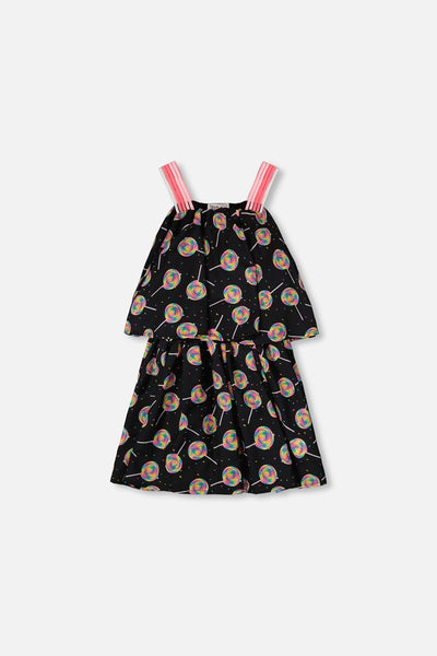 Robe tissée Imprimé Lollipop Noir