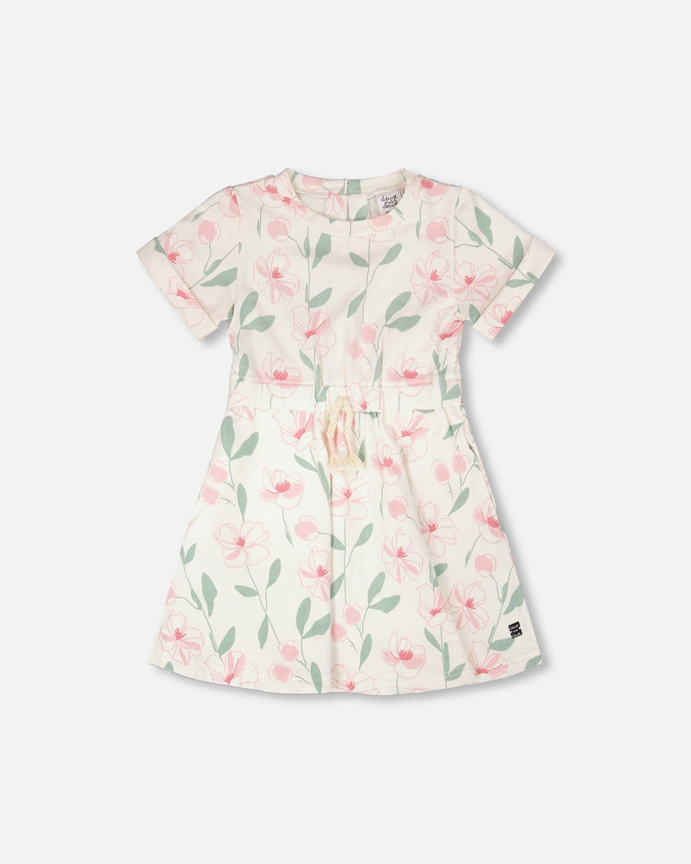 French Terry Dress Off White Printed Flowers — Deux par Deux