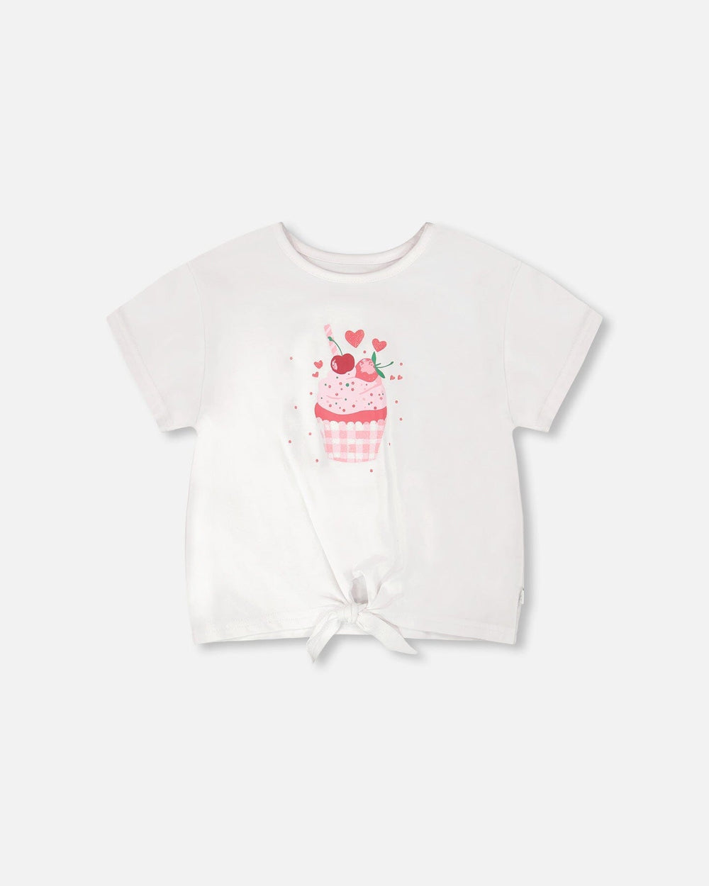 T-shirt en jersey de coton bio avec lien à la taille blanc