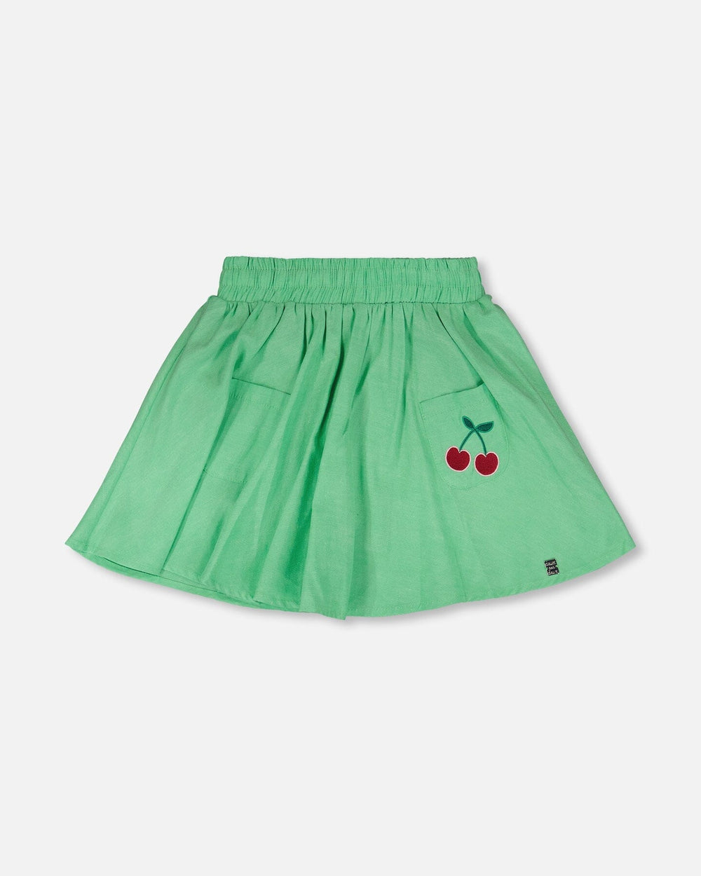 Jupe-short en coton biologique brodée vert