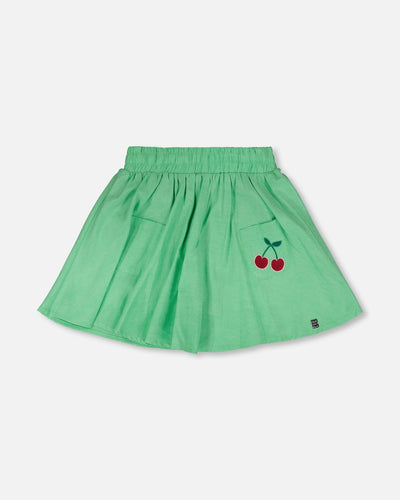 Organic Cotton Skort With Embroidery Green