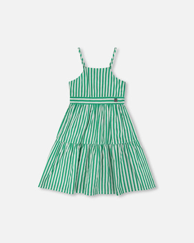 Cotton Sundress Green Stripes