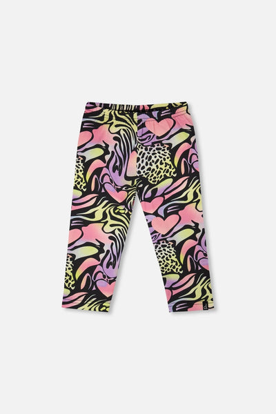 Organic Cotton Jersey Capri Black Printed Multicolor