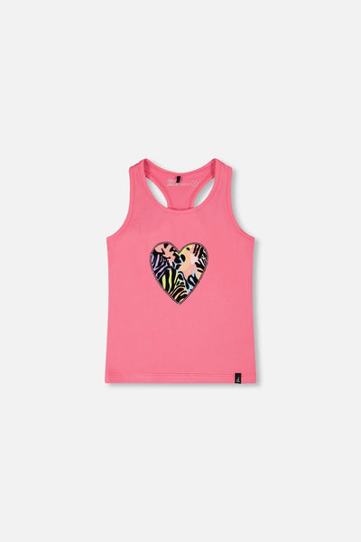 Débardeur en jersey de coton bio rose avec sérigraphie