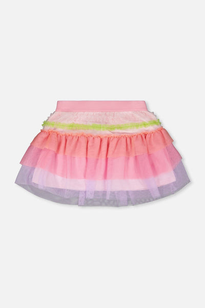 Mesh Skirt With Multicolor Frills