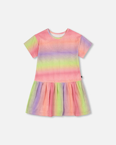 Printed Jersey Dress With Heart Back Cut Out Multicolor