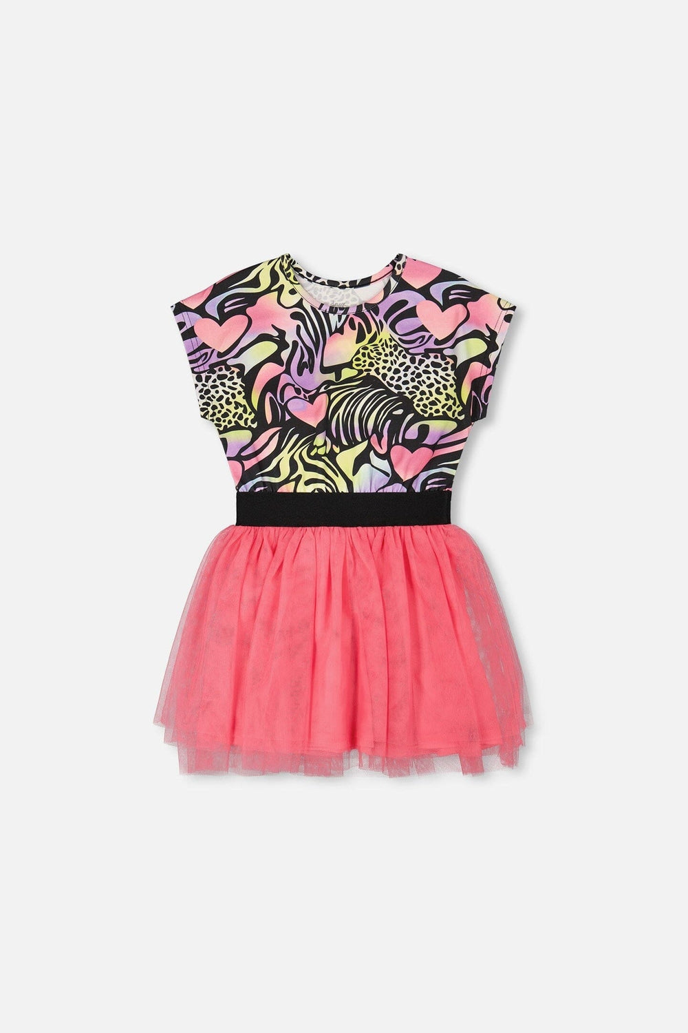 Bi-Material Dress Black Printed Multicolor