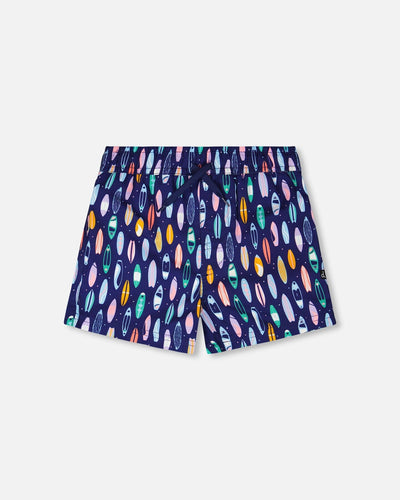 Boardshorts Imprimé Planche de Surf Bleue