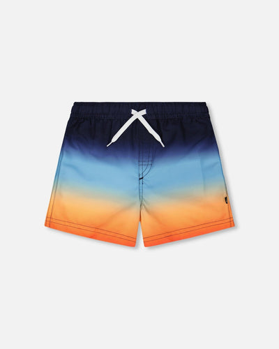 Short de bain dégradé bleu et orange