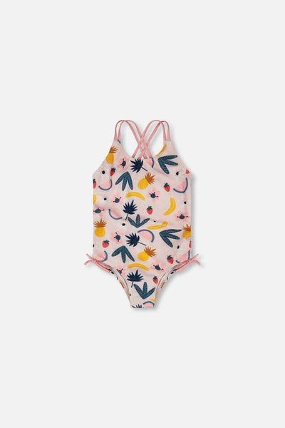 One-Piece Swimsuit Pink Printed Fruits