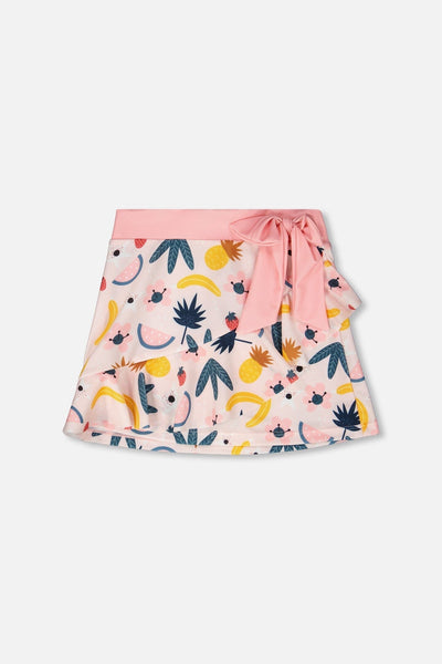 Beach Skirt Cover-Up Pink Printed Fruits