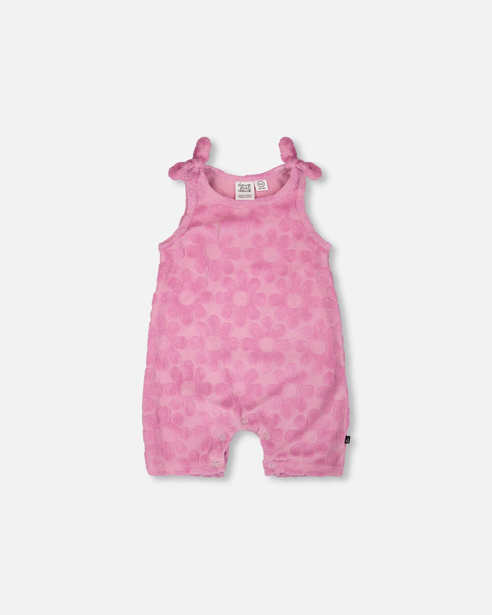 Terry Cloth Romper With Bows Pink