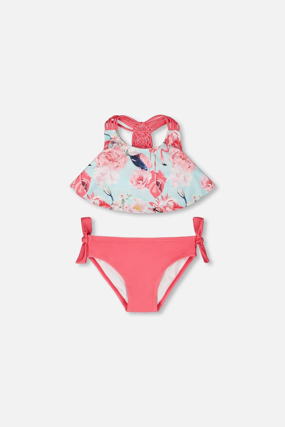 Two-Piece Swimsuit Blue Flamingo Print