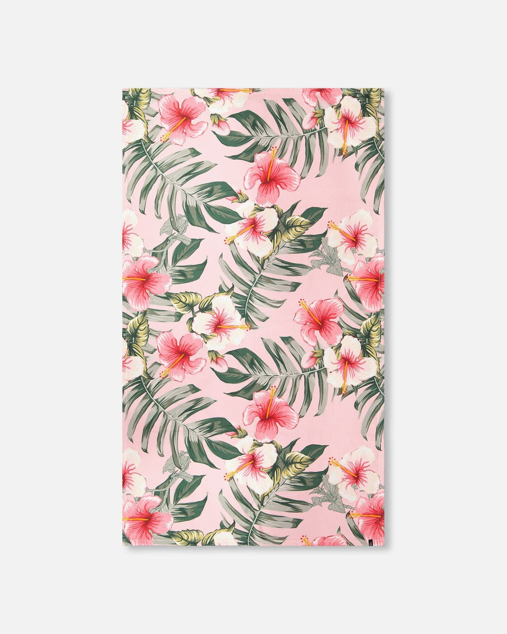 Serviette de plage motif hibiscus rose