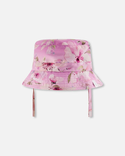 Chapeau de plage à motif floral violet