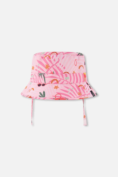Chapeau de plage rose à imprimé plage