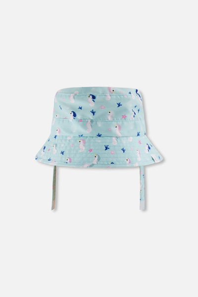 Beach Hat Blue Seahorse Print