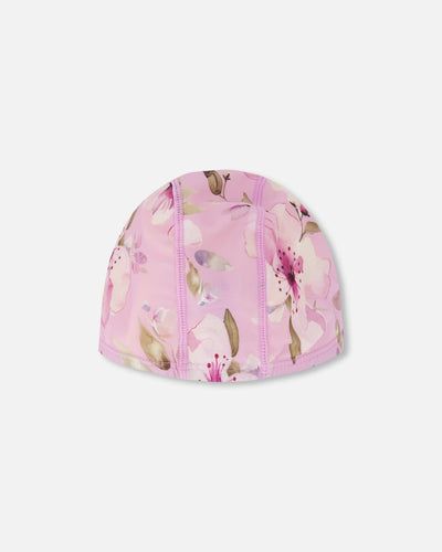 Bonnet de bain violet à imprimé floral