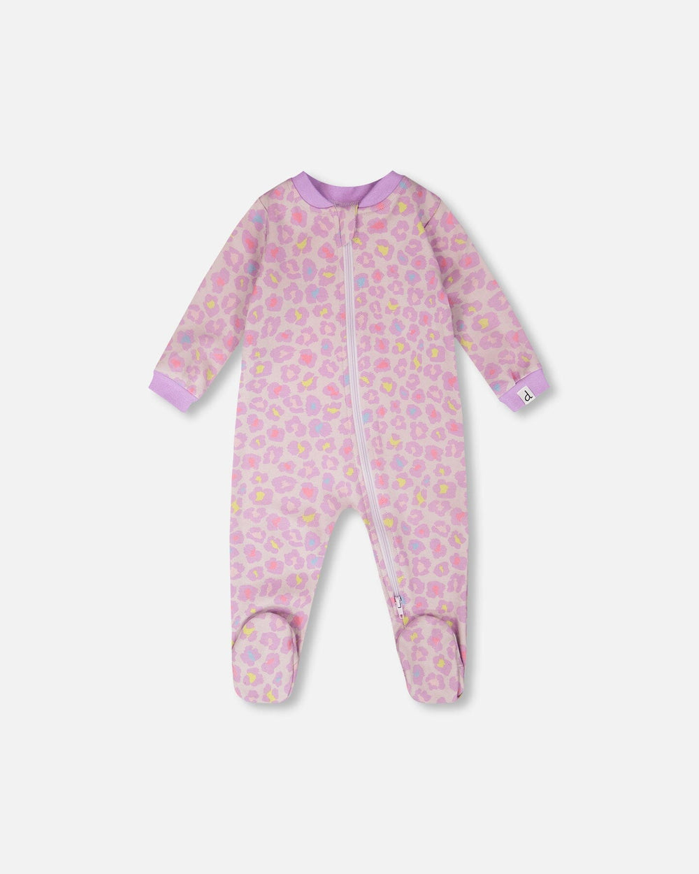 Organic Cotton Baby One-Piece Pajama Purple Animal Print