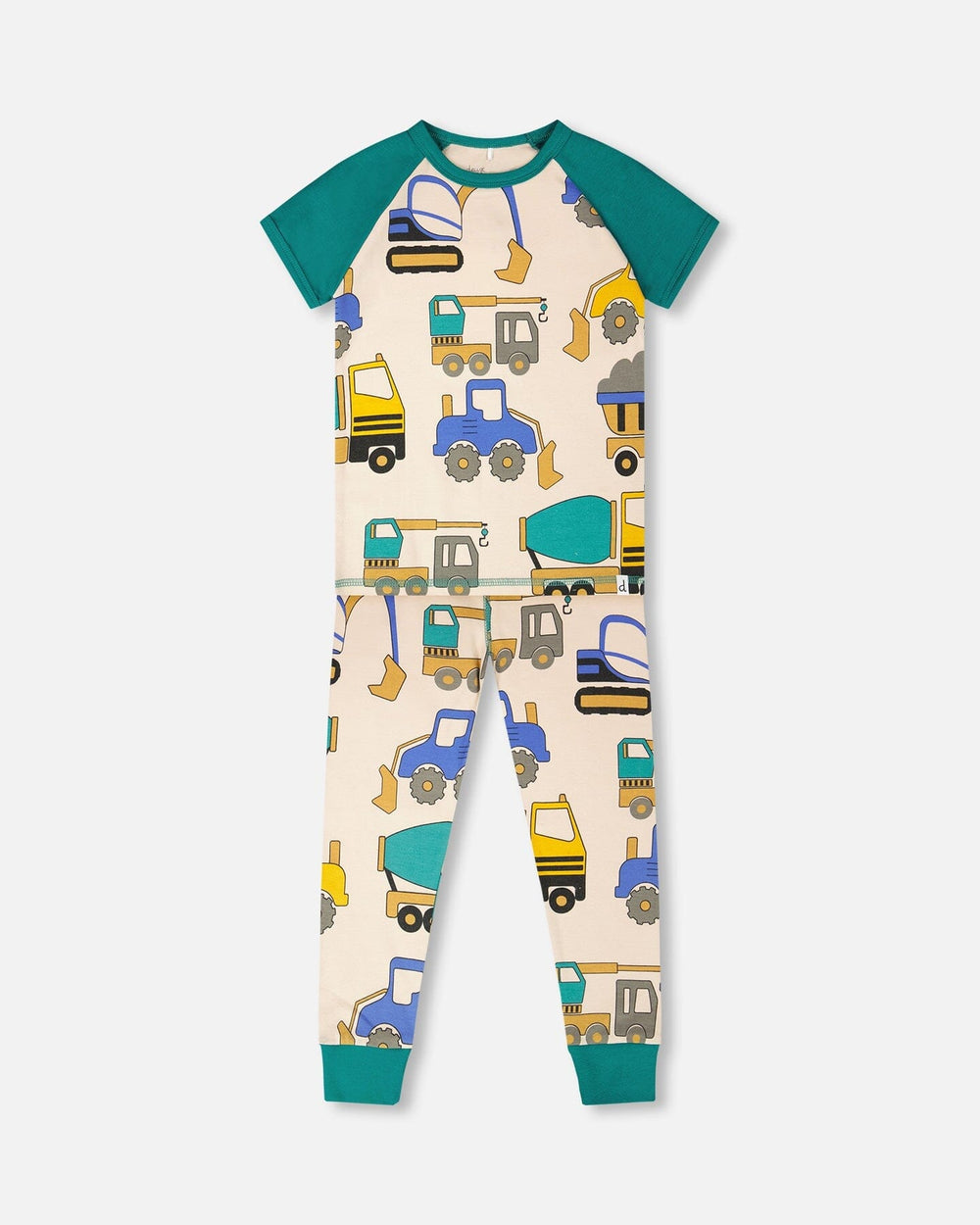Ensemble de pyjama deux pièces en coton biologique imprimé camion beige
