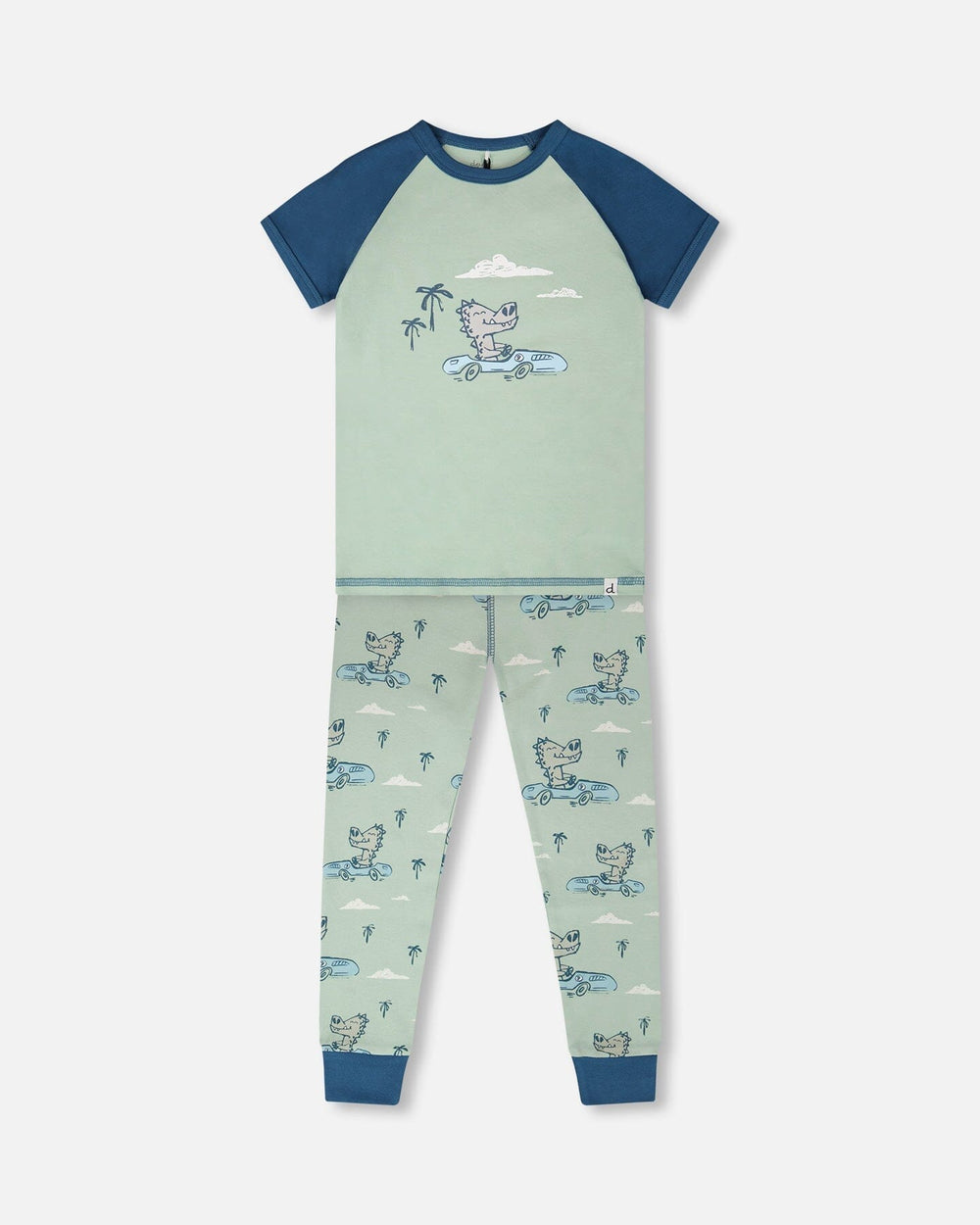 Ensemble de pyjama deux pièces en coton biologique imprimé crocodile vert