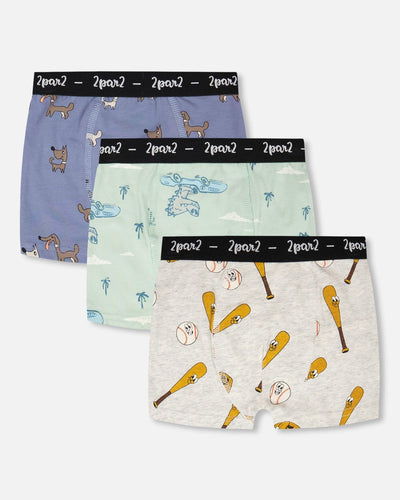Lot de 3 boxers imprimés en coton biologique
