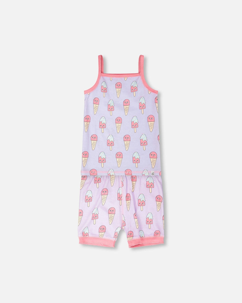 Ensemble de pyjama deux pièces en coton biologique Lilas imprimé Glaces
