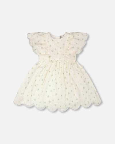 Robe Jacquard Fleurs Imprimées Blanches