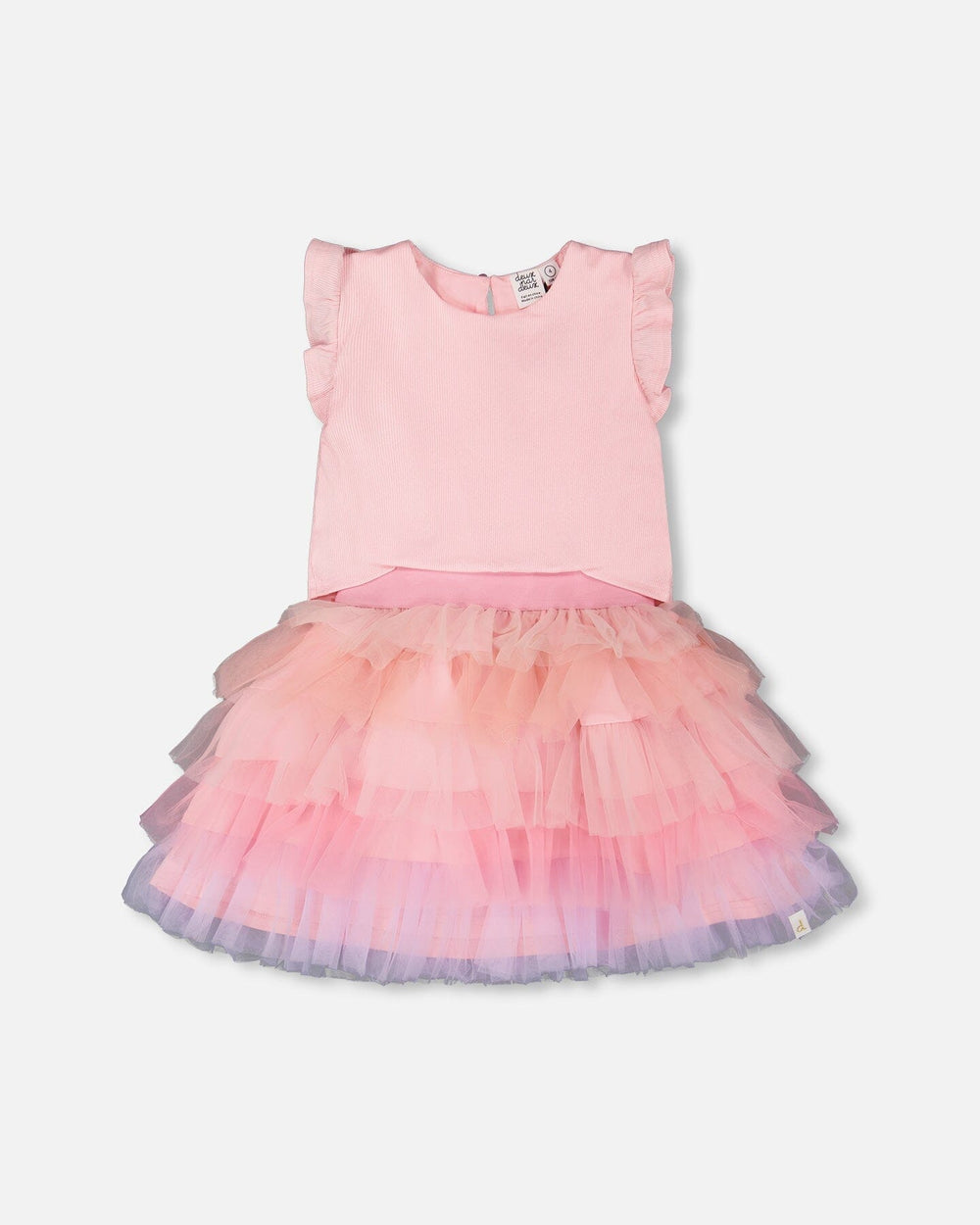Robe bi-matière rose pâle