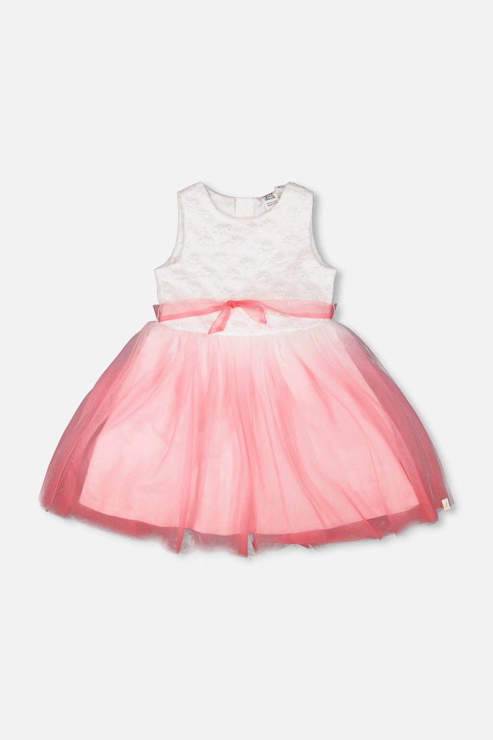 Robe plissée bimatière en maille, blanche et rose