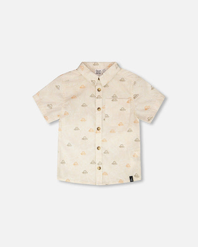 Poplin Shirt Beige Safari Print