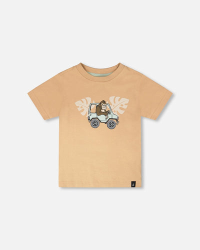 T-shirt en coton biologique à manches courtes beige