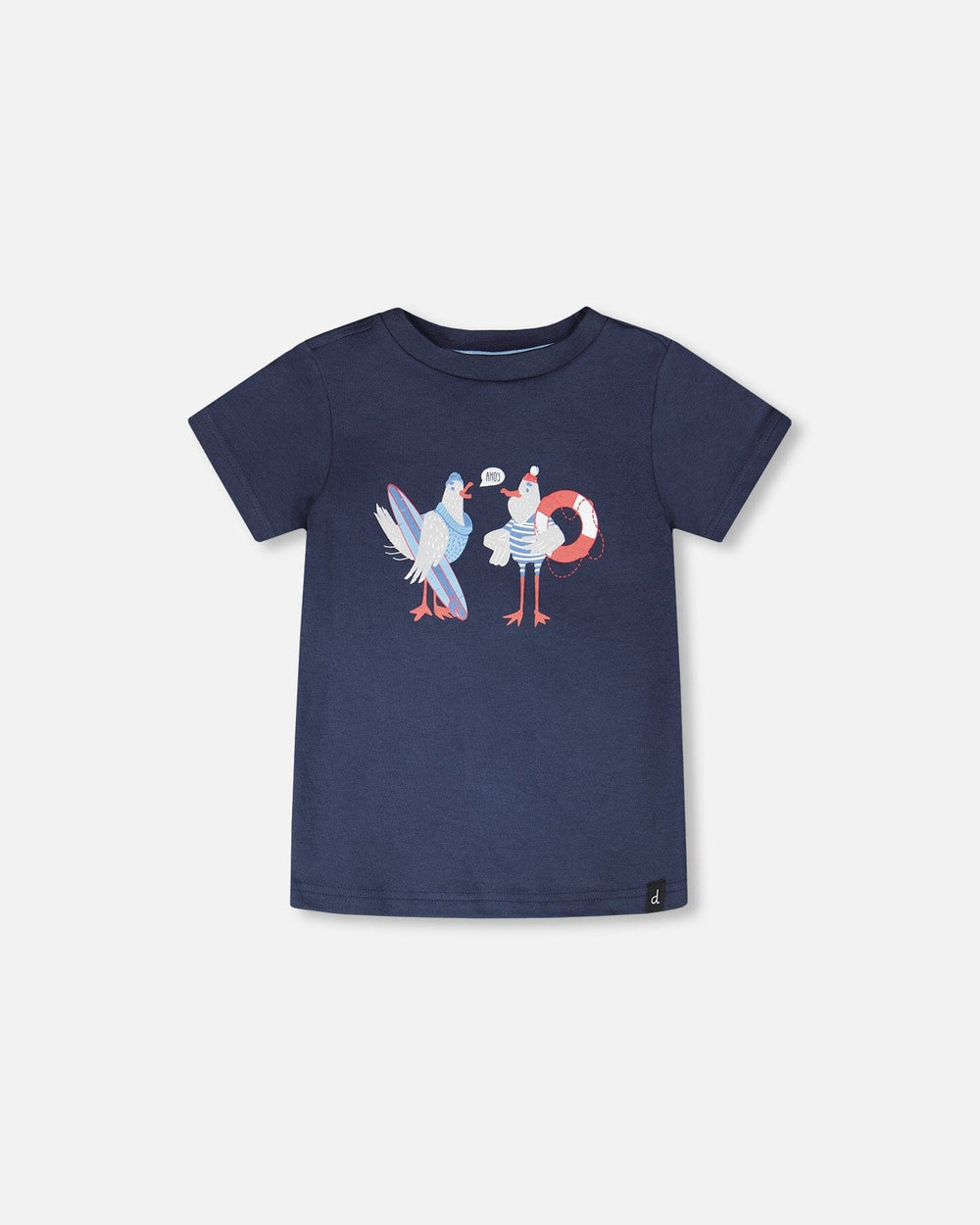 T-shirt bleu en coton biologique à manches courtes