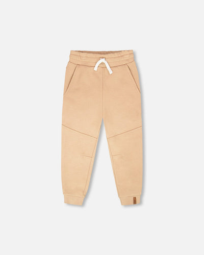 Pantalon de jogging en molleton à coutures croisées Beige