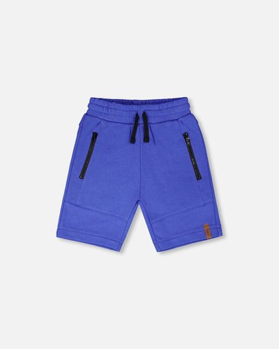 French Terry Shorts With Cross Seams Royal Blue