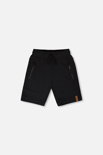 Short molletonné en French Terry avec coutures croisées noir