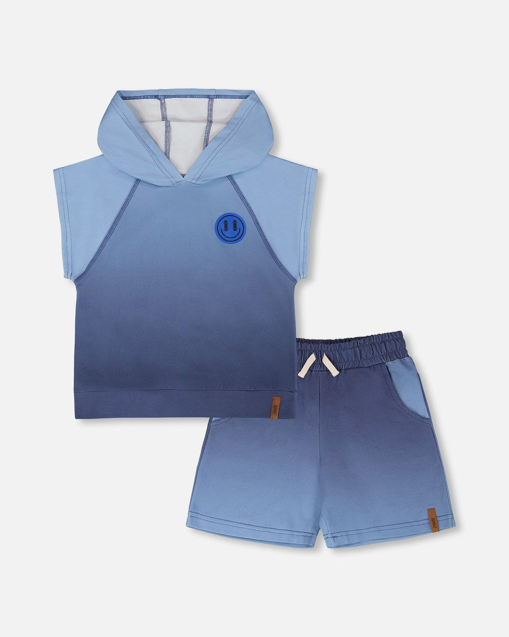 Ensemble haut sans manches et short dégradé bleu