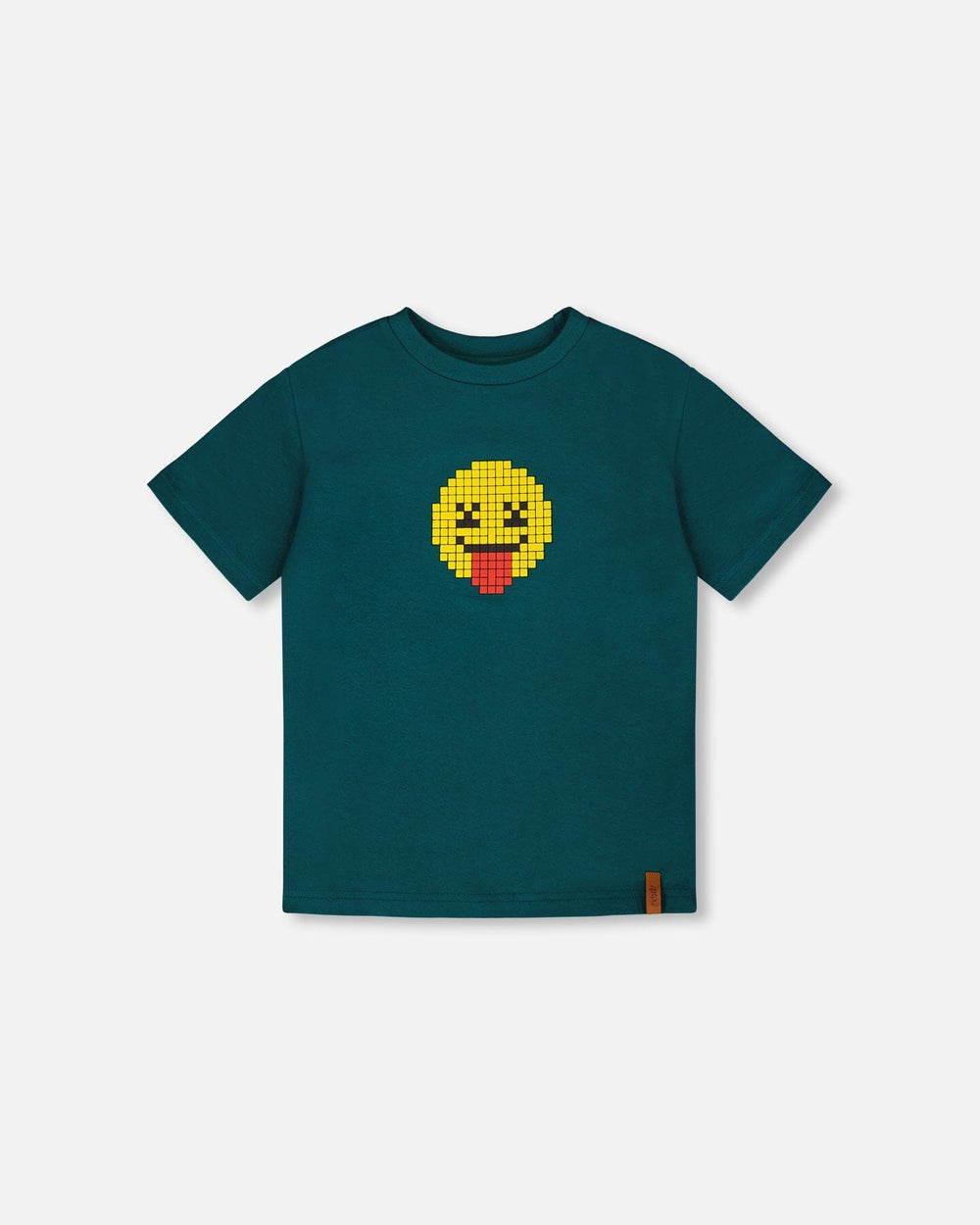 T-shirt en jersey de coton biologique imprimé turquoise foncé