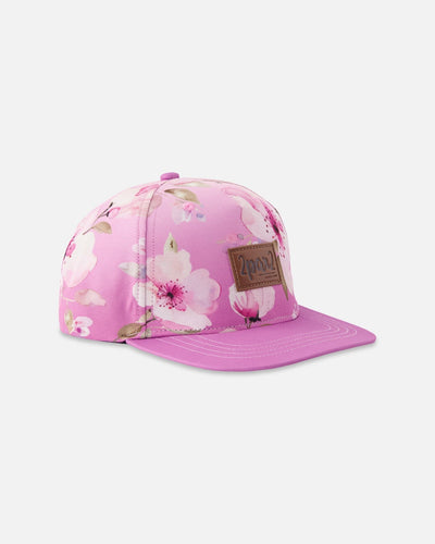 Casquette imprimée fleurs violettes