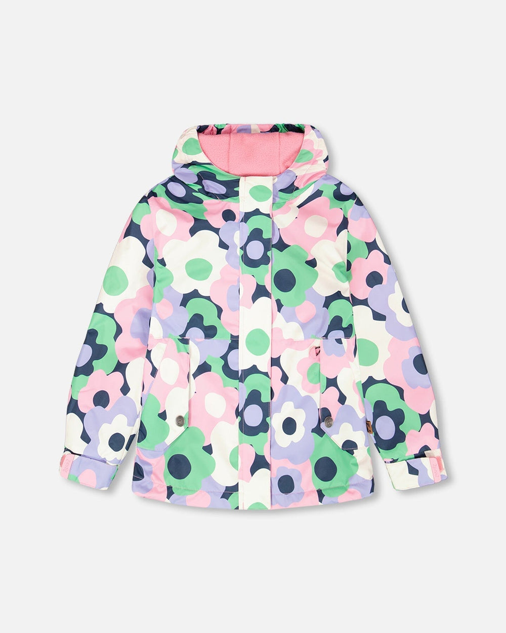 Veste mi-saison noire à fleurs imprimées