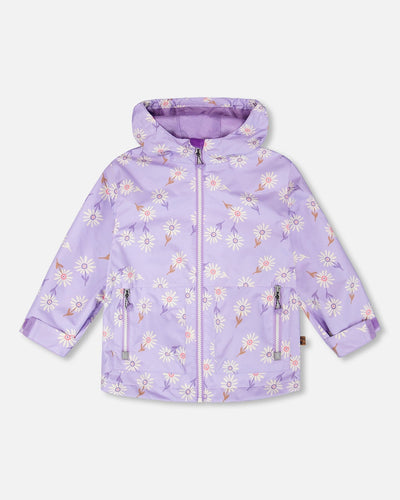 Veste mi-saison imprimé marguerites violettes